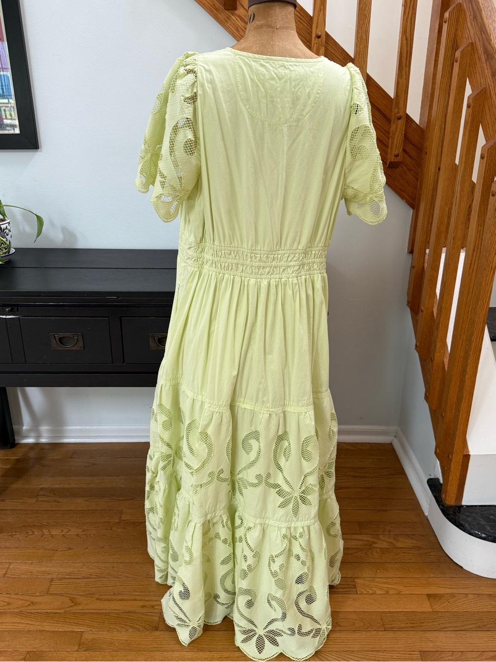 Anthropologie Pale Lime Green Eyelet Maxi Dress - Picture 2 of 7